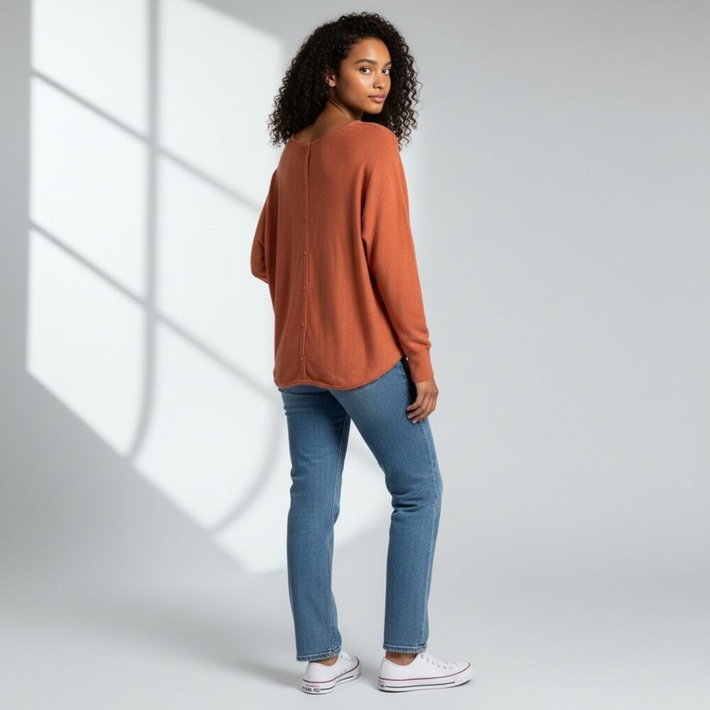 NWT Soya Concept Orange Raglan Sleeve Button Back Tunic Top #1766 Size XXL